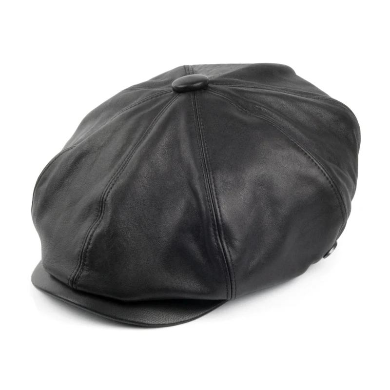 Casquette Gavroche en Cuir Noclin noir BAILEY