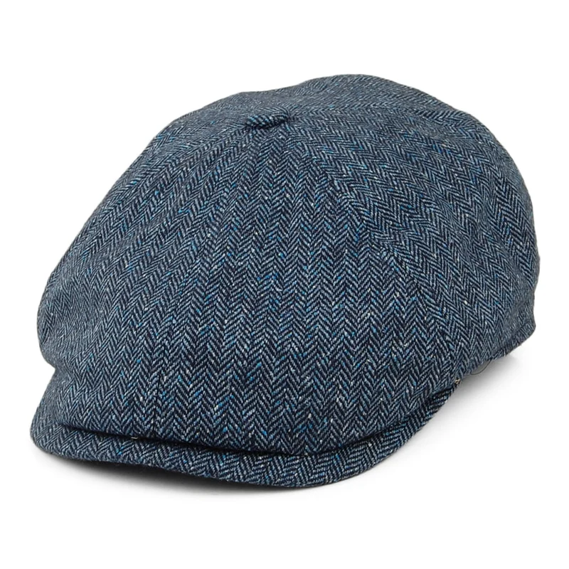 Casquette Gavroche en Soie Mélangée à Chevrons Hudson bleu marine FAILSWORTH