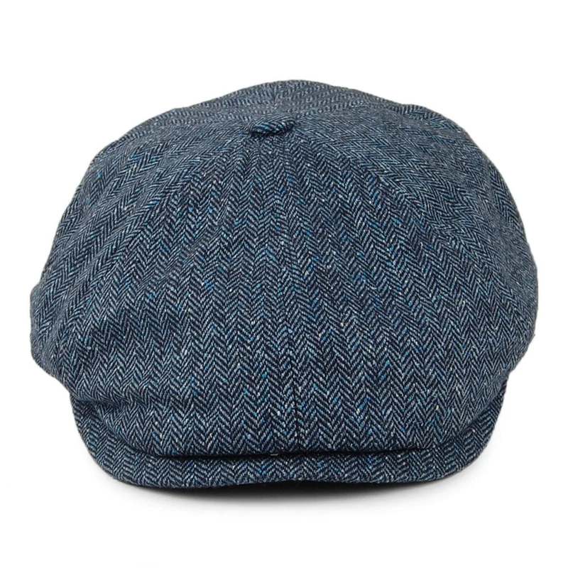 Casquette Gavroche en Soie Mélangée à Chevrons Hudson bleu marine FAILSWORTH