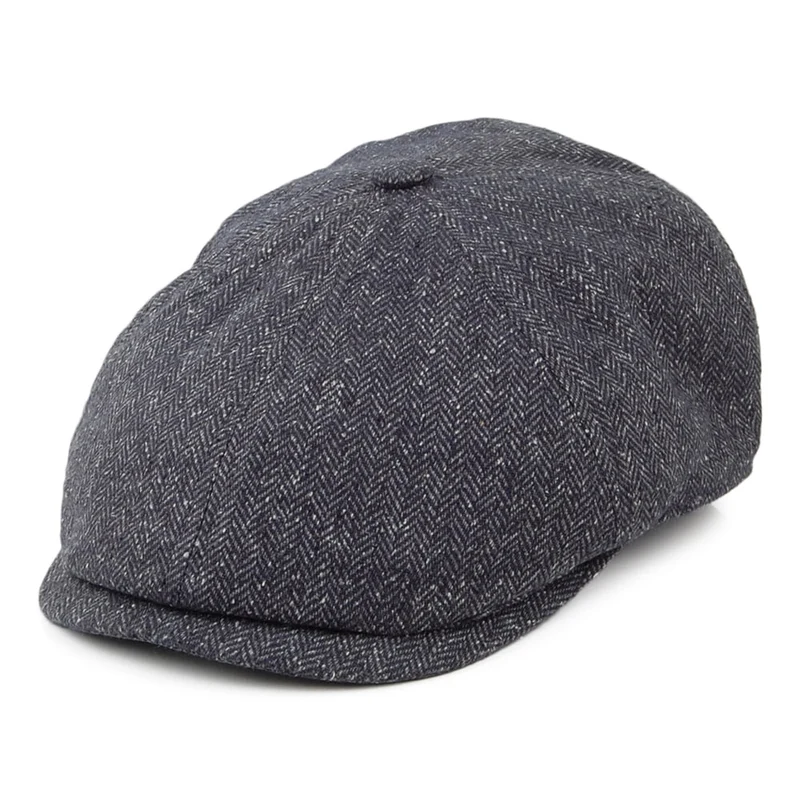 Casquette Gavroche en Soie Mélangée à Chevrons Hudson mélange de noirs FAILSWORTH