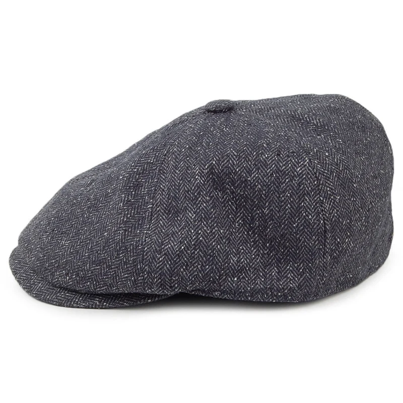 Casquette Gavroche en Soie Mélangée à Chevrons Hudson mélange de noirs FAILSWORTH