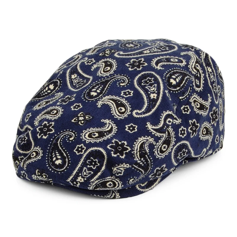 Casquette Plate en Velours Côtelé Paisley Fantasy bleu marine-mix CARLOS SANTANA