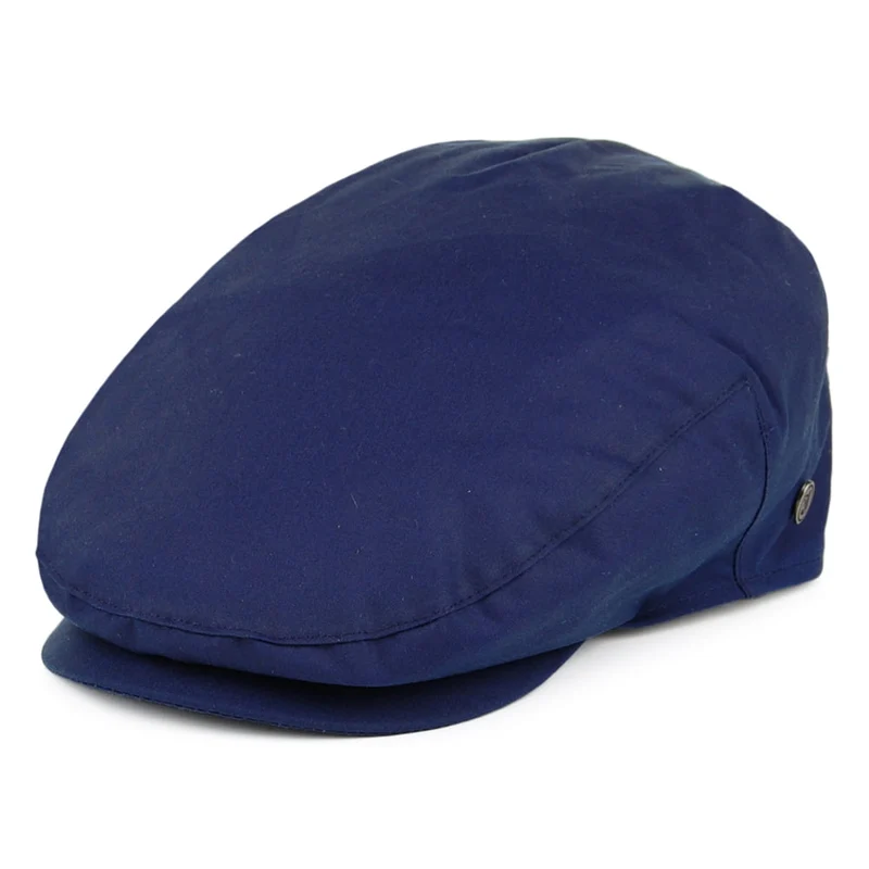 Casquette Plate en Coton Ciré British Millerain bleu marine JAXON & JAMES