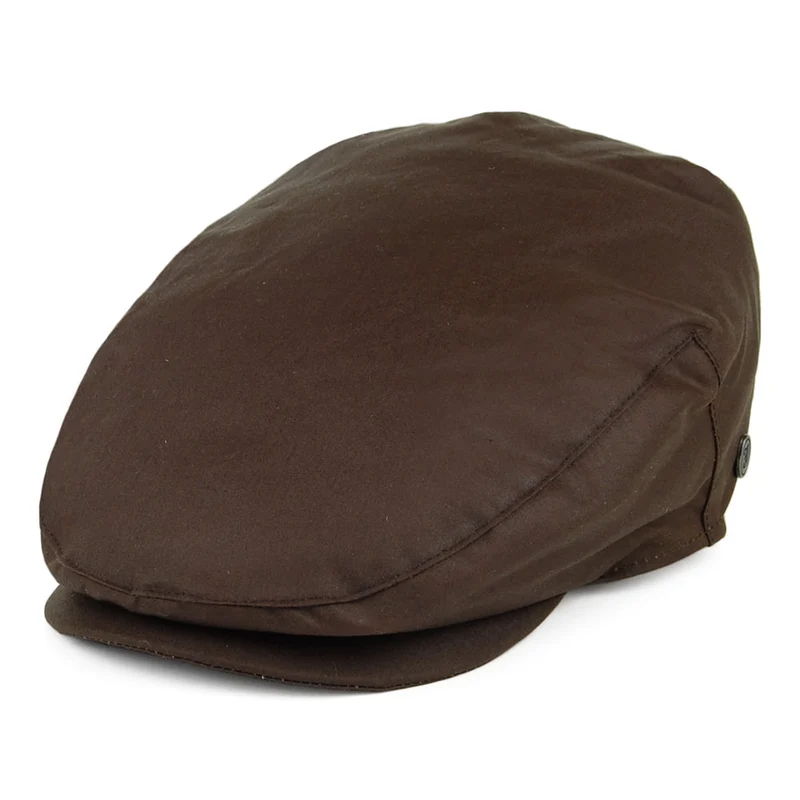 Casquette Plate en Coton Ciré British Millerain marron JAXON & JAMES