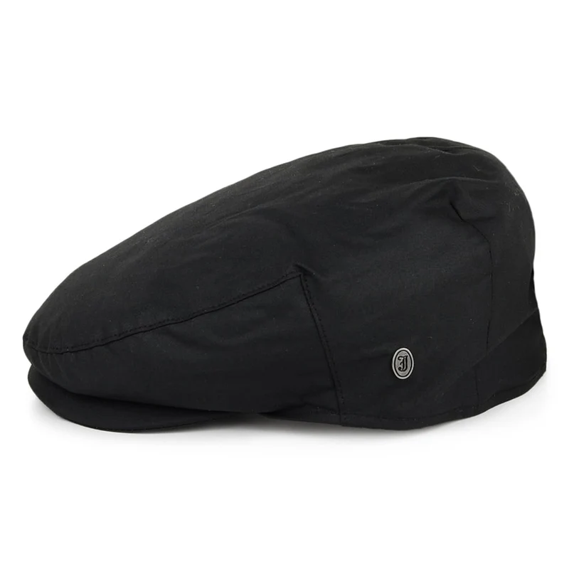 Casquette Plate en Coton Ciré British Millerain noir JAXON & JAMES
