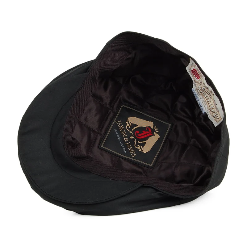 Casquette Plate en Coton Ciré British Millerain noir JAXON & JAMES
