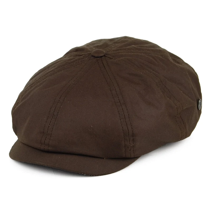 Casquette Gavroche en Coton Ciré British Millerain marron JAXON & JAMES