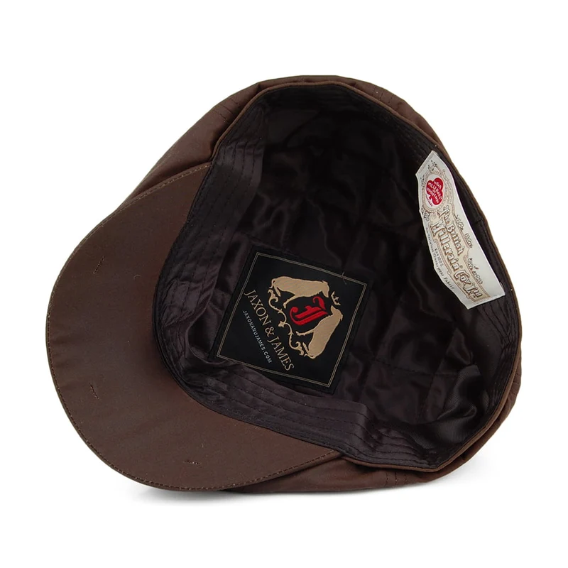 Casquette Gavroche en Coton Ciré British Millerain marron JAXON & JAMES