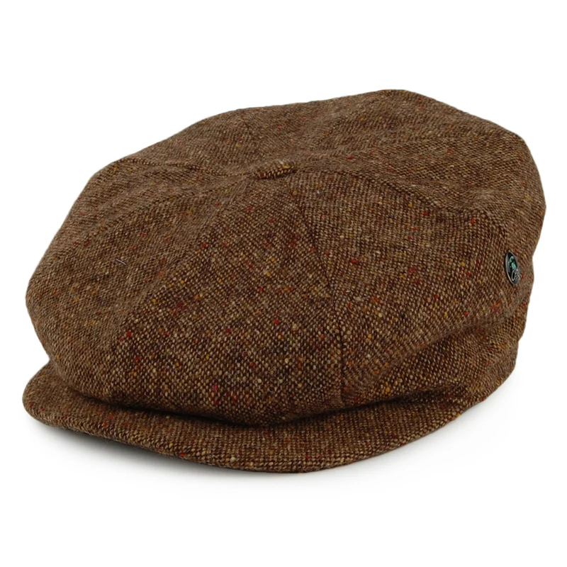 Casquette Gavroche en Tweed du Donegal mélange de marrons CITY SPORT