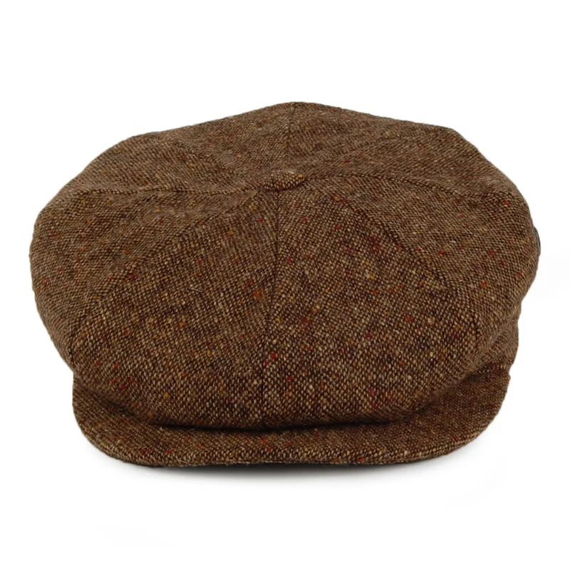 Casquette Gavroche en Tweed du Donegal mélange de marrons CITY SPORT