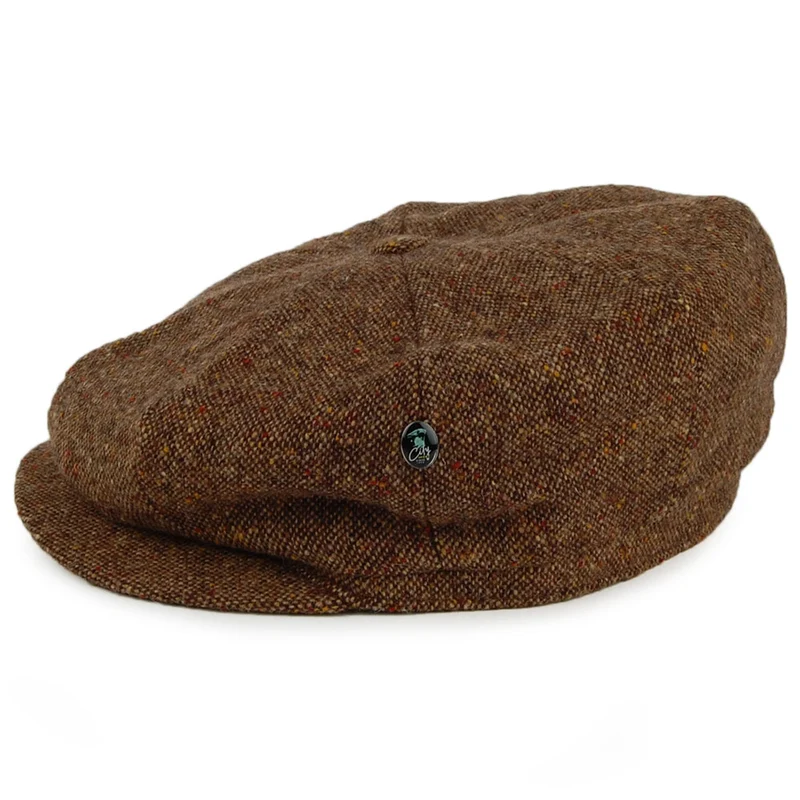 Casquette Gavroche en Tweed du Donegal mélange de marrons CITY SPORT