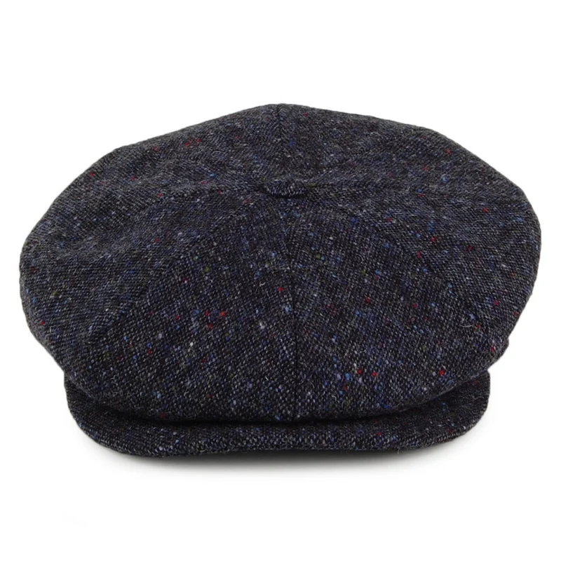 Casquette Gavroche en Tweed du Donegal bleu marine et mix de couleurs CITY SPORT