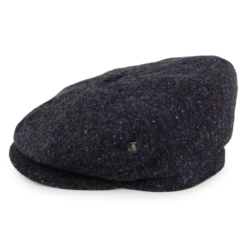 Casquette Gavroche en Tweed du Donegal bleu marine et mix de couleurs CITY SPORT