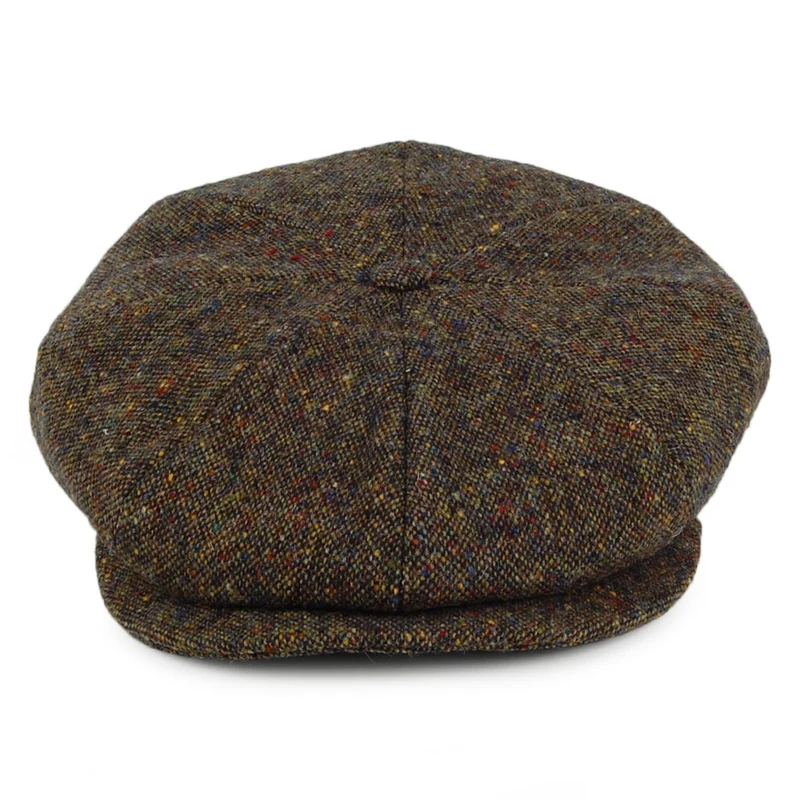 Casquette Gavroche en Tweed du Donegal olive et mix de couleurs CITY SPORT