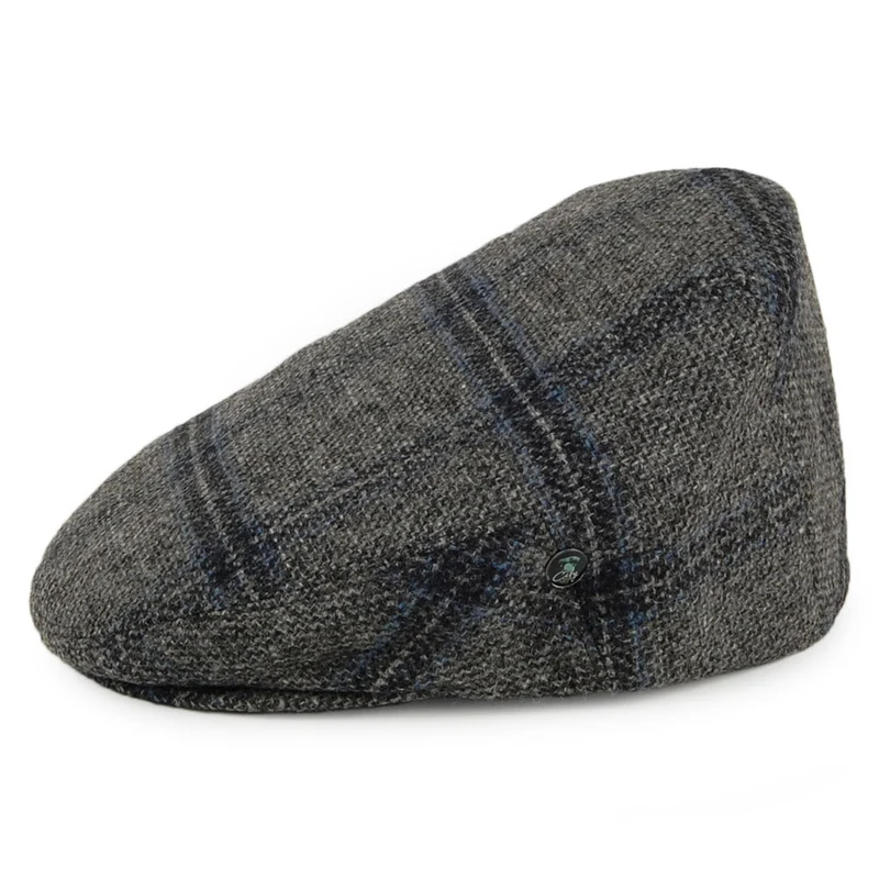 Casquette Plate en Laine Vierge Anglaise à Carreaux gris CITY SPORT