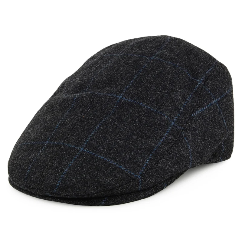 Casquette Plate à Carreaux Ascot gris-bleu CHRISTYS