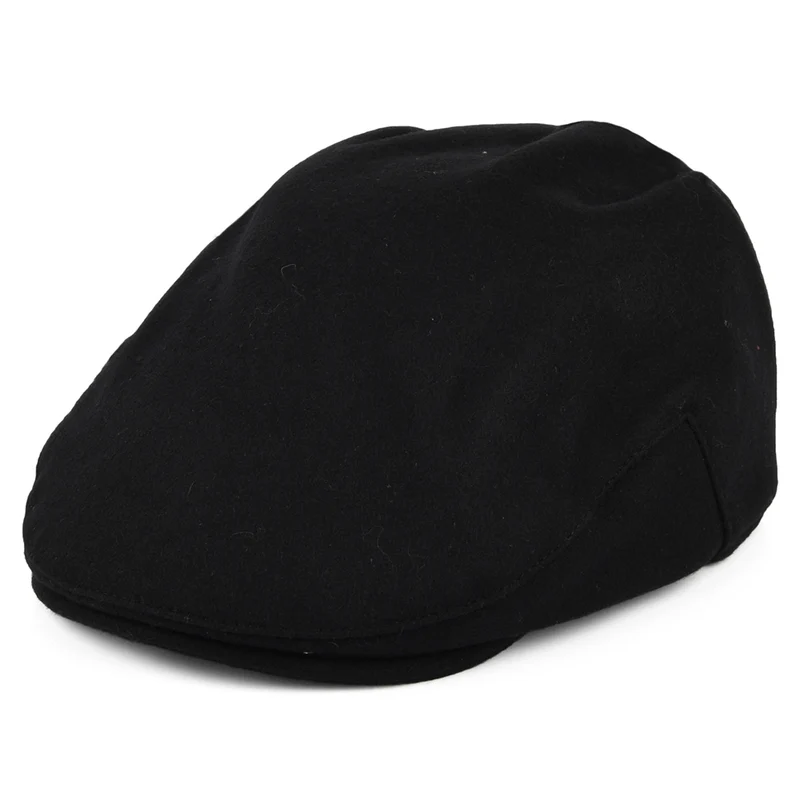 Casquette Plate en Laine Melton Balmoral noir CHRISTYS