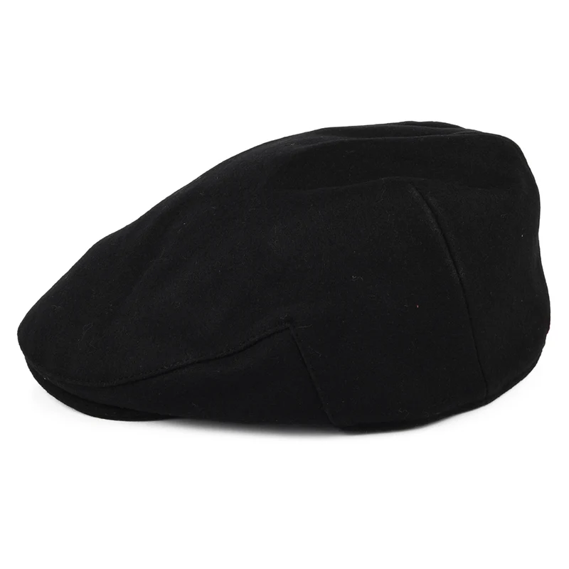 Casquette Plate en Laine Melton Balmoral noir CHRISTYS