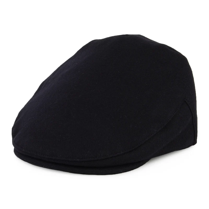 Casquette Plate en Laine Melton Balmoral bleu marine CHRISTYS