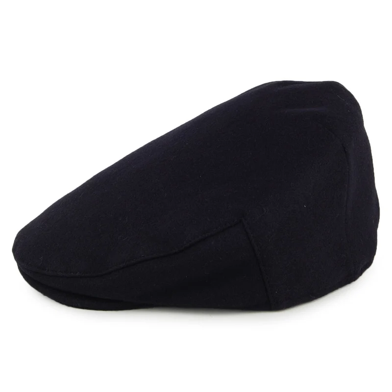 Casquette Plate en Laine Melton Balmoral bleu marine CHRISTYS