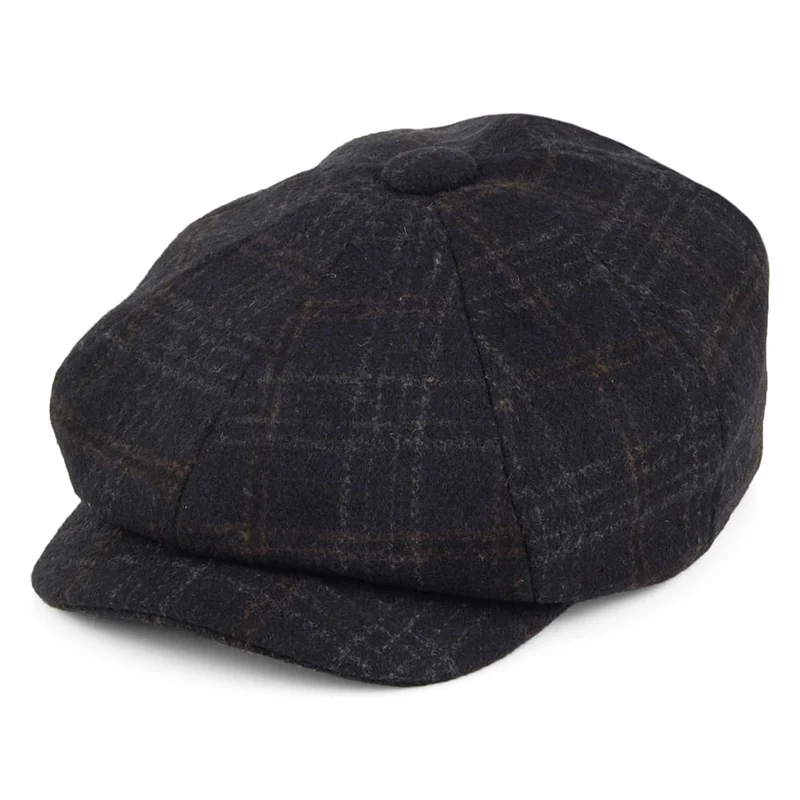 Casquette Gavroche à Carreaux Deanscroft bleu marine JOULES
