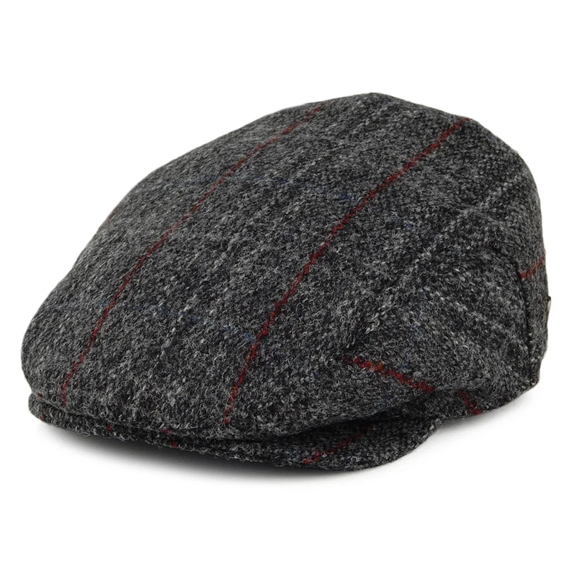 Casquette Plate en HARRIS TWEED Loch Alsh mélange de gris JAXON & JAMES