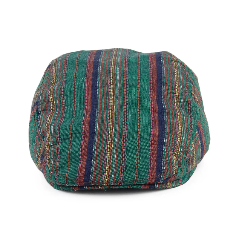 Casquette Plate en Coton à Rayures Antigua vert-marron CARLOS SANTANA