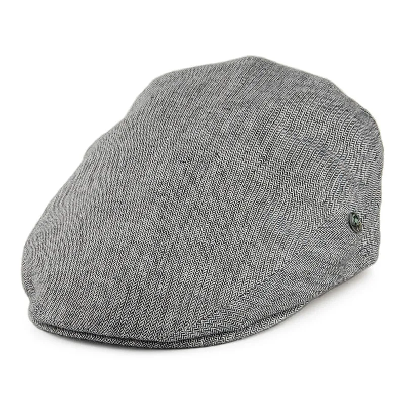 Casquette Plate en Lin à Petits Chevrons noir CITY SPORT