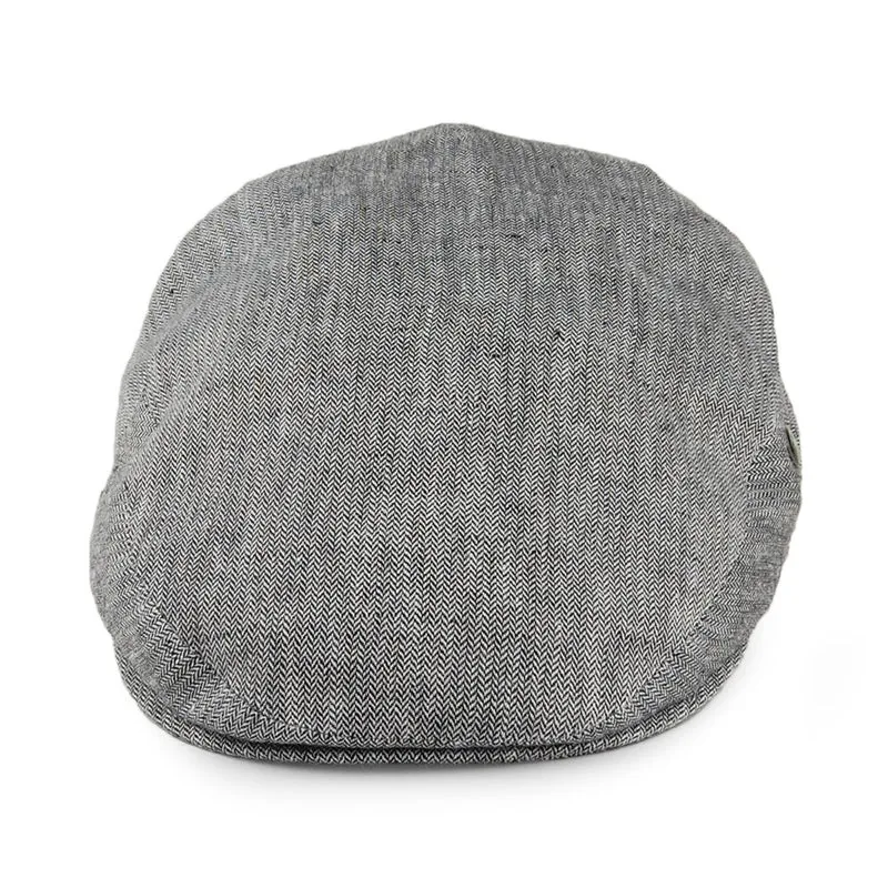 Casquette Plate en Lin à Petits Chevrons noir CITY SPORT