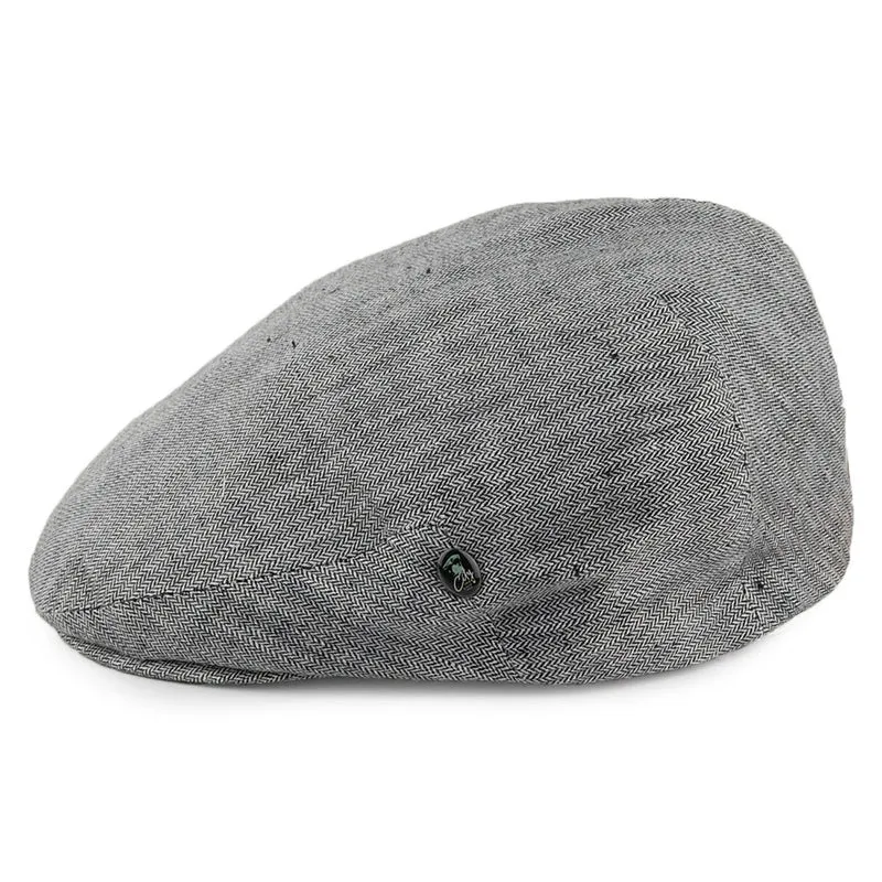 Casquette Plate en Lin à Petits Chevrons noir CITY SPORT