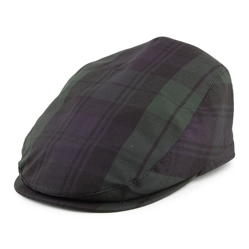 Casquette Plate en Coton Ciré British Millerain bleu marine-vert CITY SPORT
