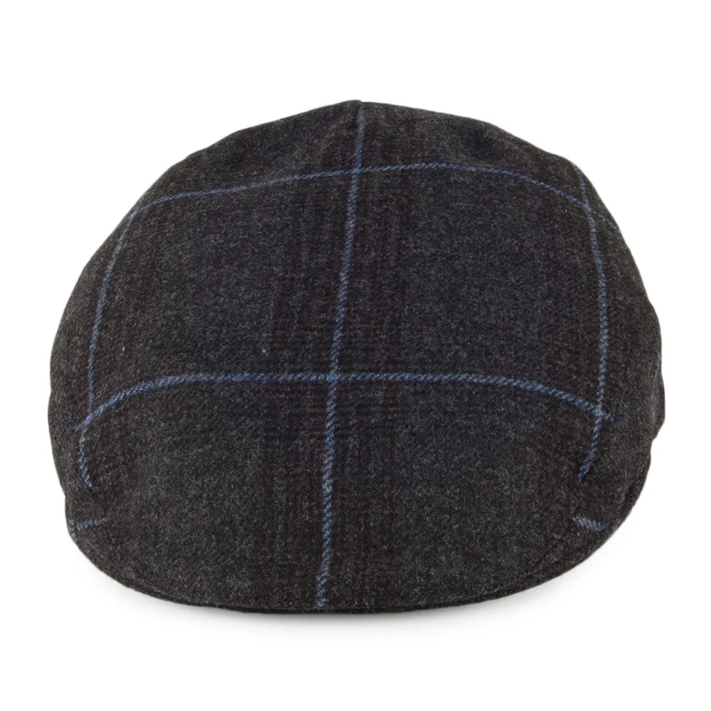 Casquette Plate en Tweed Saxon Kinloch charbon-bleu OLNEY