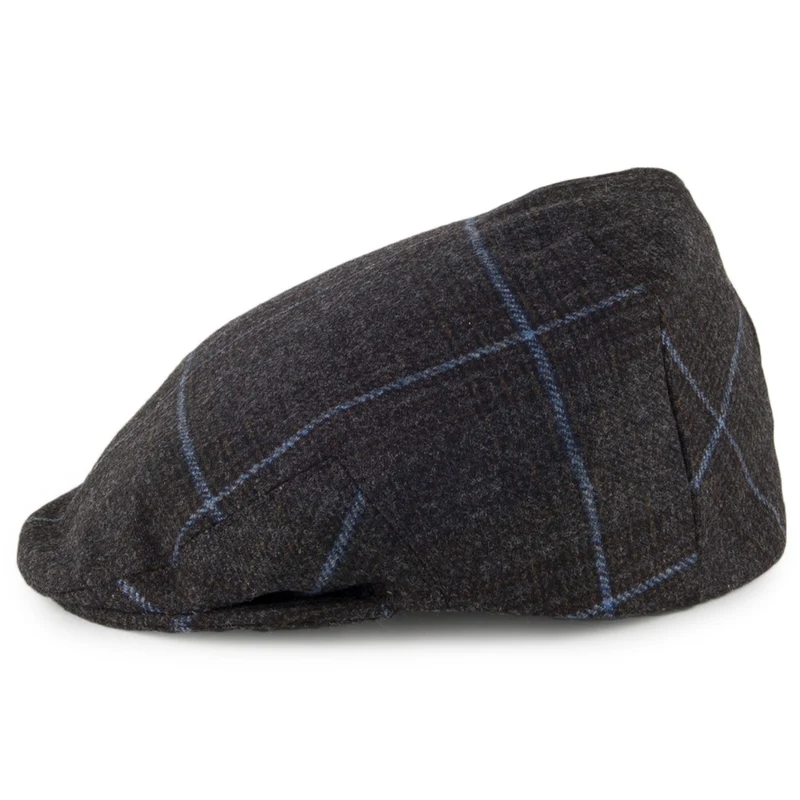 Casquette Plate en Tweed Saxon Kinloch charbon-bleu OLNEY