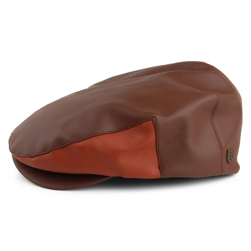 Casquette Plate Hooligan en Faux Cuir marron BRIXTON