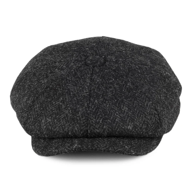 Casquette Gavroche en HARRIS TWEED Taransay noir-anthracite JAXON & JAMES