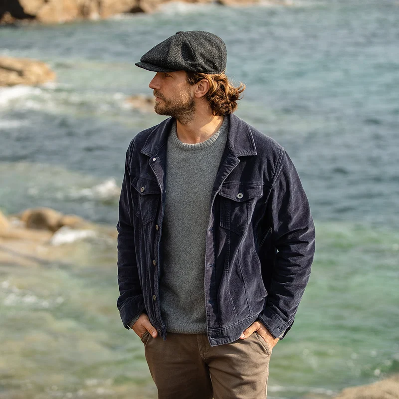 Casquette Gavroche en HARRIS TWEED Taransay noir-anthracite JAXON & JAMES