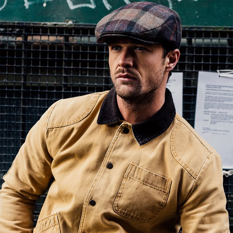 Casquette Plate en Laine Cambridge panaché de marrons FAILSWORTH