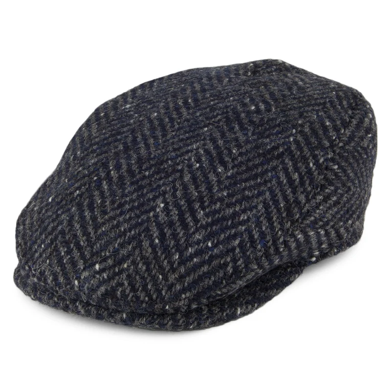 Casquette Plate en Tweed du Donegal Longford bleu marine-gris FAILSWORTH