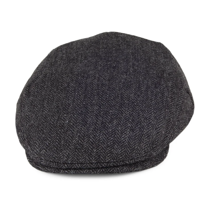Casquette Plate en Tweed à Chevrons Balmoral Country noir-gris CHRISTYS