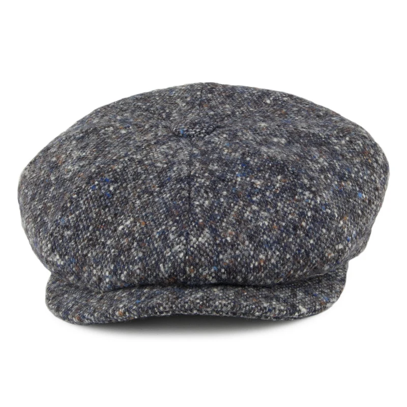 Casquette Gavroche en Donegal Tweed Chiné bleu-gris CITY SPORT