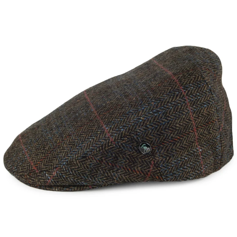 Casquette Plate en Laine à Carreaux et Chevrons olive CITY SPORT