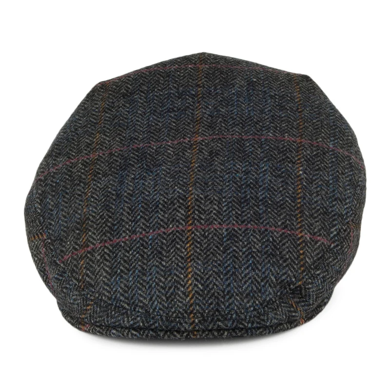 Casquette Plate en Laine à Carreaux et Chevrons gris CITY SPORT