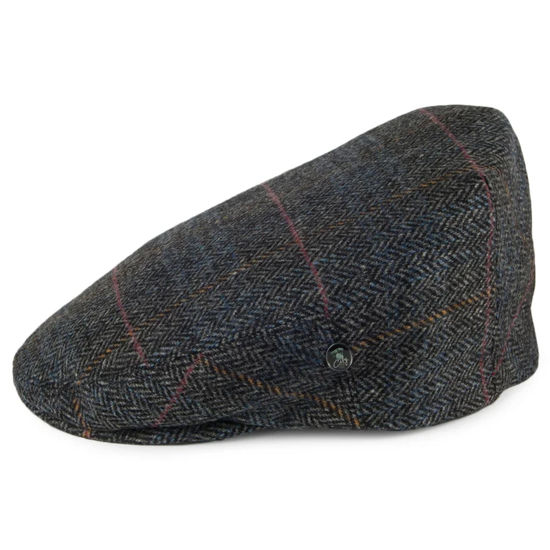 Casquette Plate en Laine à Carreaux et Chevrons gris CITY SPORT