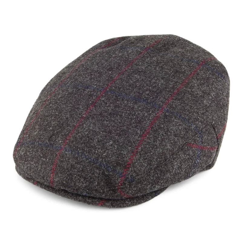 Casquette Plate en Tweed Balmoral Country anthracite CHRISTYS