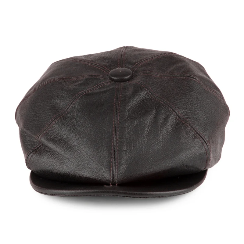 Casquette Gavroche en Cuir Urban marron OLNEY