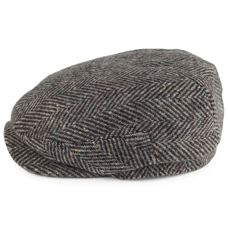 Casquette Plate en Tweed du Donegal Windsor anthracite FAILSWORTH