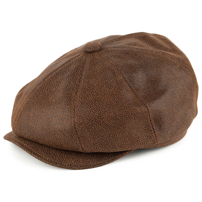 Casquette Gavroche en Cuir marron JAXON & JAMES