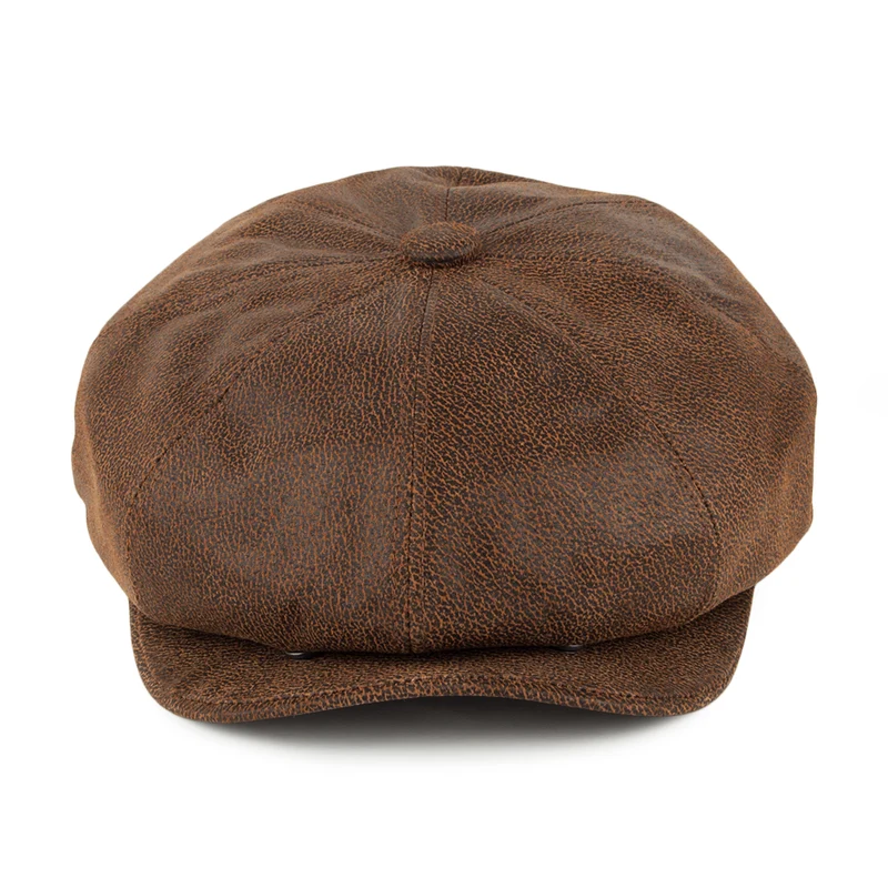 Casquette Gavroche en Cuir marron JAXON & JAMES