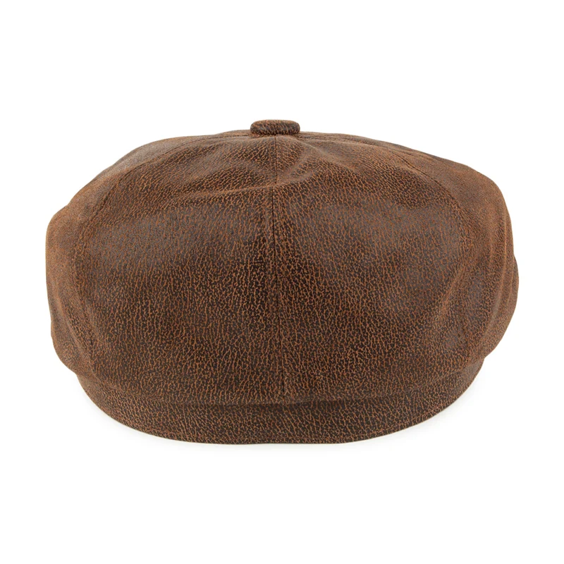 Casquette Gavroche en Cuir marron JAXON & JAMES