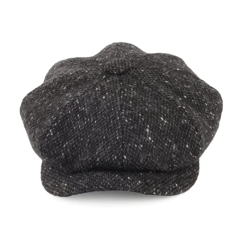Casquette Gavroche en Tweed du Donegal Chiné anthracite CITY SPORT